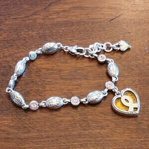 BRIGHTON breast cancer awareness Love Heals heart charm‎ bracelet